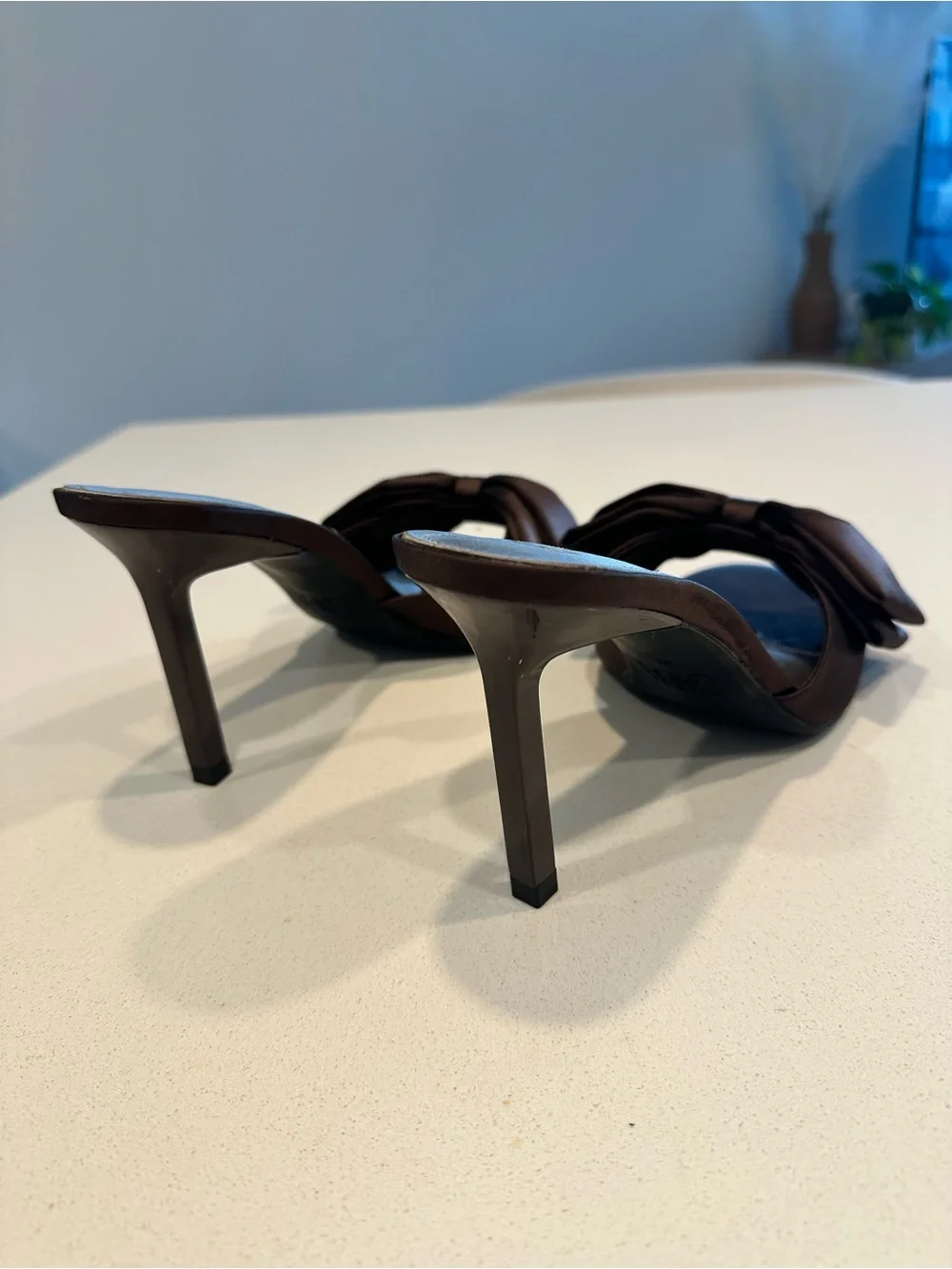 Zara Chocolate Brown Bow Heels - Size 40